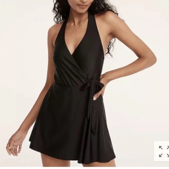 NWT J.Crew Women's Halter Wrap Swim Dress Swimwear Black Size 6 #BC122 - Picture 1 of 10